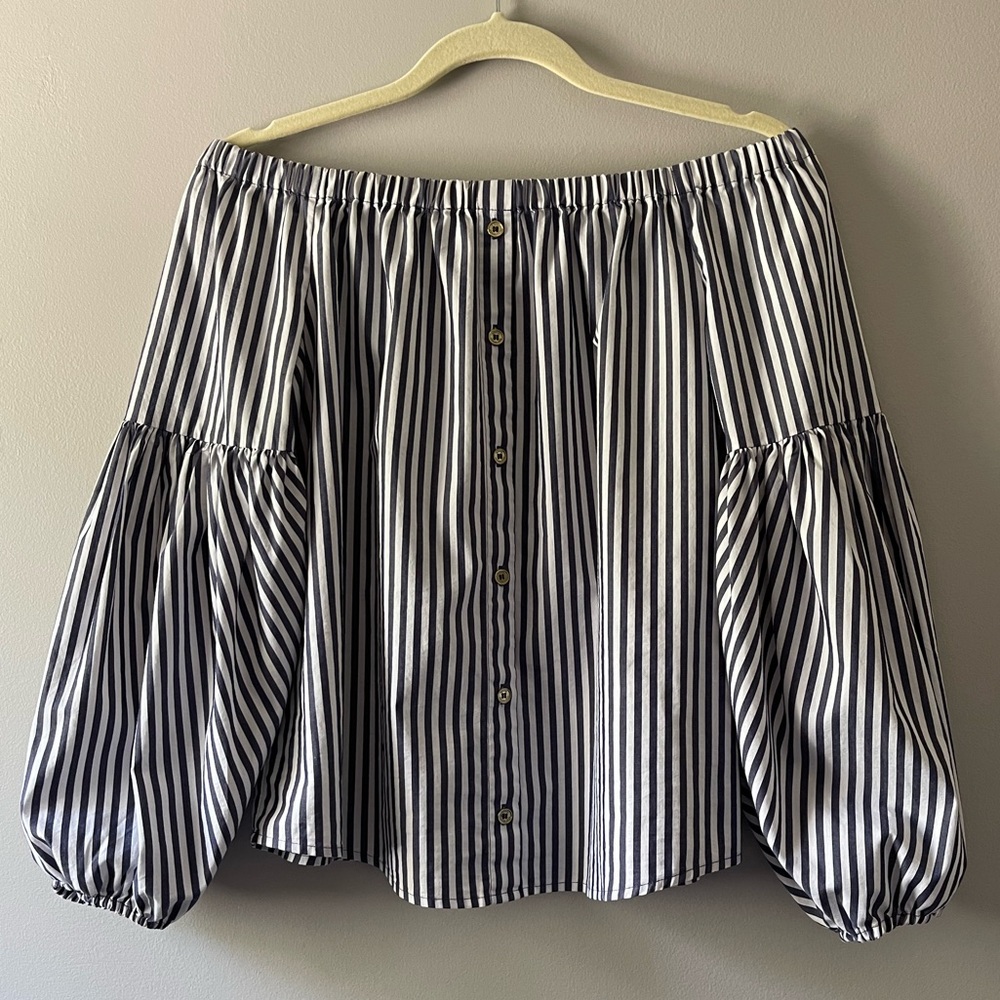 Michael Kors Bubble Sleeve Off The Shoulder Blouse
